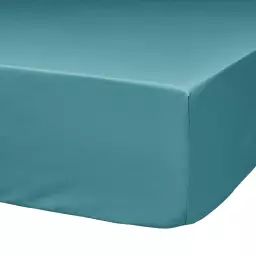 Drap housse coton bio bleu lagon 90 x 190 cm