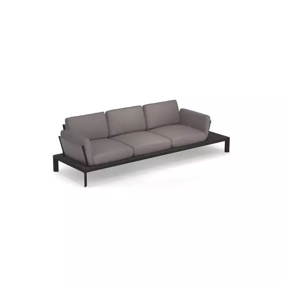 Canapé de jardin 3 places Tami en Tissu, Alliage d’aluminium – Couleur Gris – 277 x 144.23 x 84 cm – Designer Patrick Norguet