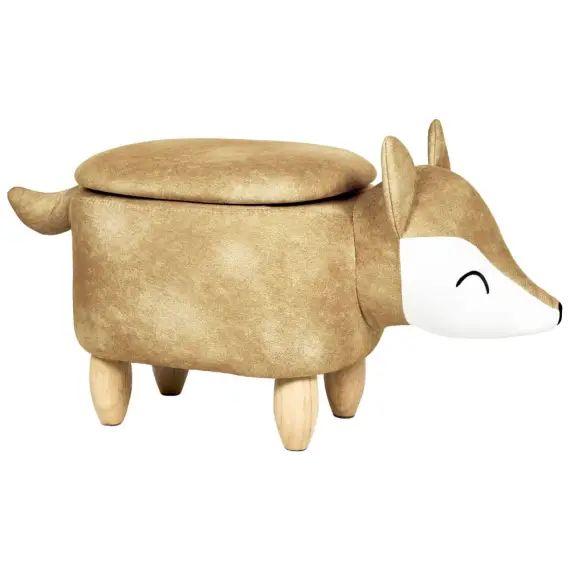 Tabouret animal en velours orange
