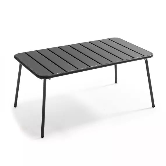 Table basse de jardin acier gris anthracite