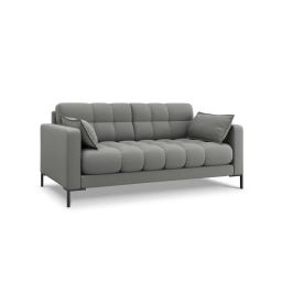 Canapé 2 places en tissu structuré gris