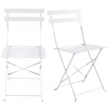 2 chaises de jardin pliantes en métal époxy blanc H80 Guinguette