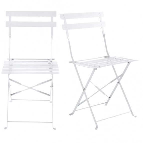 2 chaises de jardin pliantes en métal époxy blanc H80 Guinguette