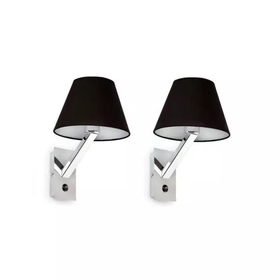 MOMA-Lot de 2 Appliques murales Noir/Chrome H35cm