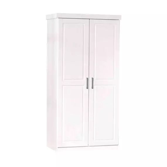 Armoire 2 portes en bois massif blanc laqué 190cm