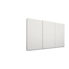 Malix, armoire à 3 portes coulissantes, 270 cm, cadre blanc et portes blanc mat, intérieur standard