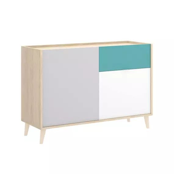 Buffet effet bois blanc et chêne