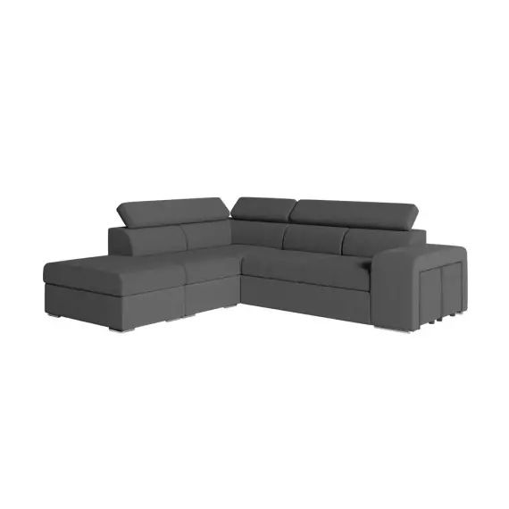 Canapé d&rsquo;angle gauche convertible en tissu – Gris foncé