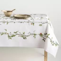 Nappe en lin antitâche imprimée floral 140×200 cm