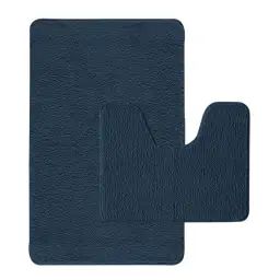 Lot de 2 tapis de bain polyester 50x80cm + contour bleu