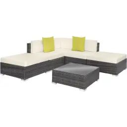 Salon de jardin PARIS modulable 5 places gris