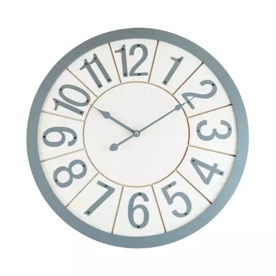 Horloge murale pointes en MDF blanc et gris ø 50 cm