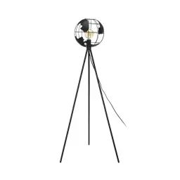 Lampe en métal noir globe lampadaire