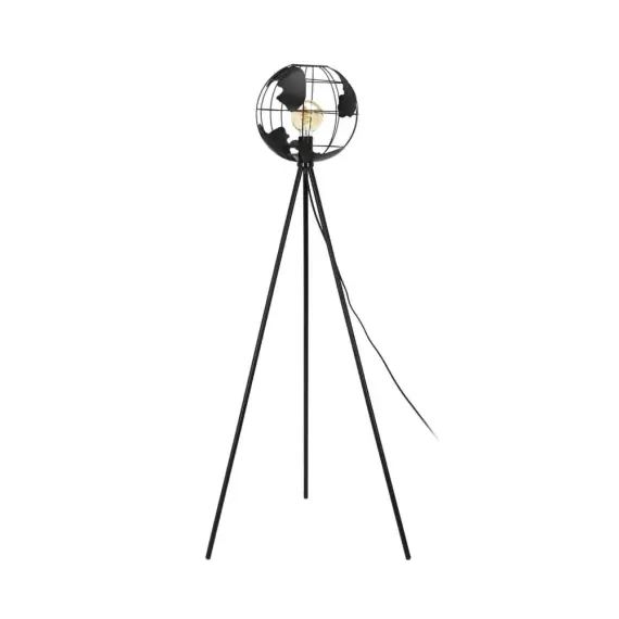 Lampe en métal noir globe lampadaire