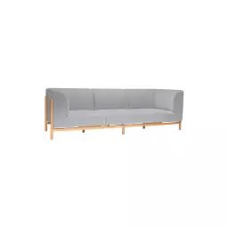 Canapé 3 places en bois de chêne et polyester gris