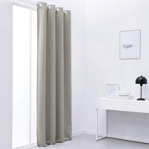 Rideau occultant à oeillets en Polyester Beige 140×240 cm