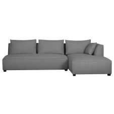 Canapé d’angle droit moderne modulable avec chauffeuse double gris clair PLURIEL