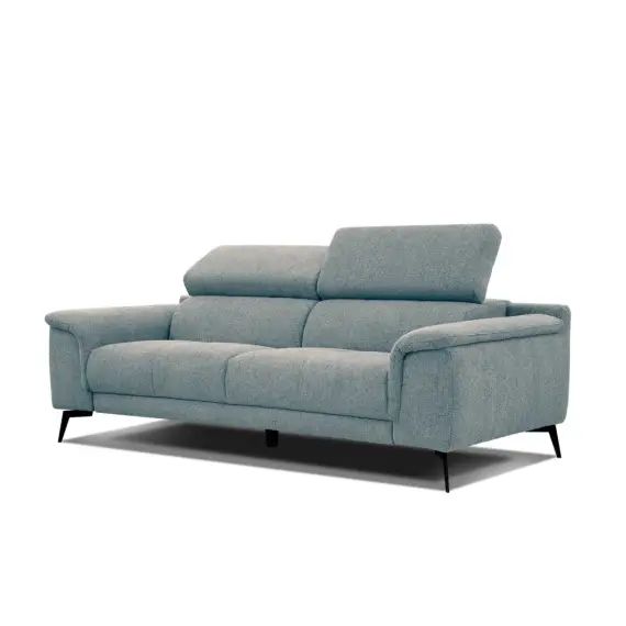 Canapé droit 3 places tissu bleu clair