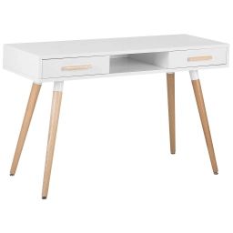 Table de bureau blanche et bois clair