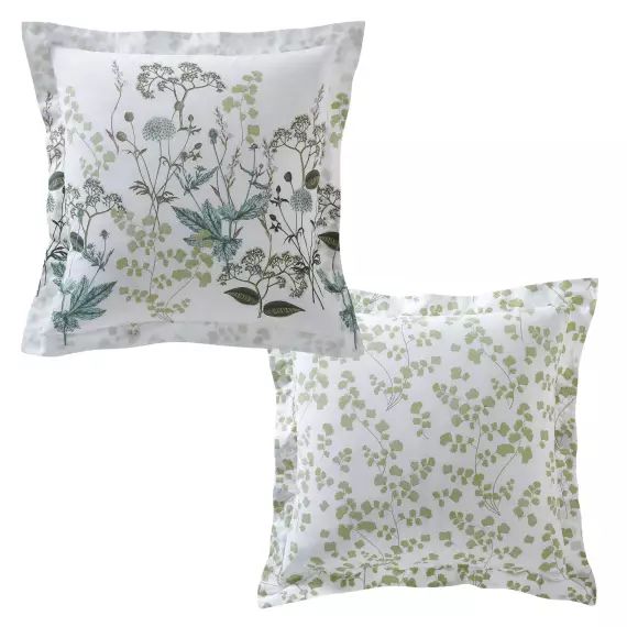 Taie d’oreiller 63×63 verte en percale de coton