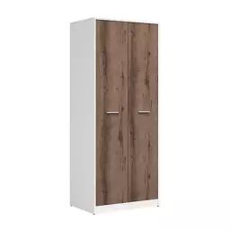 Armoire 2 portes stratifiés naturel foncé et blanc