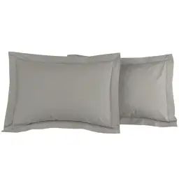 Lot de 2 taies d’oreiller unie percale e Gris Perle 50×70
