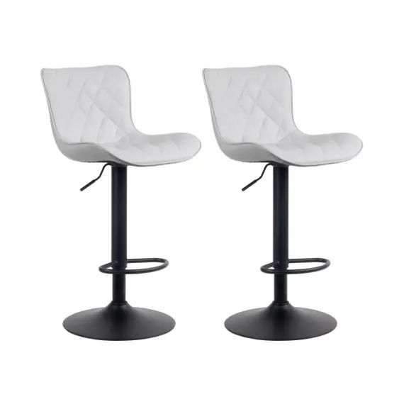 Lot de 2 tabourets de bar ajustables pivotants similicuir Blanc