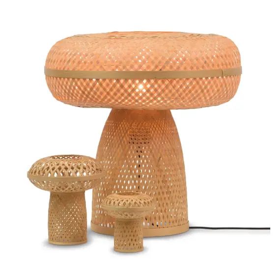 Lampe de table en bambou  Naturel/Noir, h. 40cm
