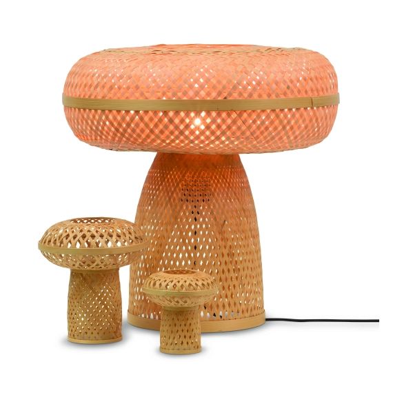 Lampe de table en bambou  Naturel/Noir, h. 40cm