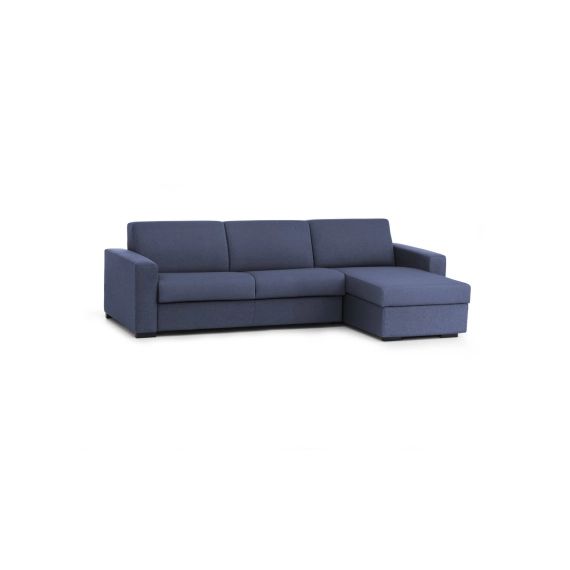 Canapé-lit d’angle convertible 3 places en tissu bleu