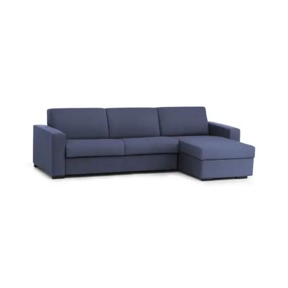 Canapé-lit d&rsquo;angle convertible 3 places en tissu bleu