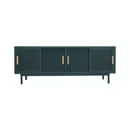 Buffet B perforé en Métal, Chêne – Couleur Vert – 200 x 43 x 75 cm