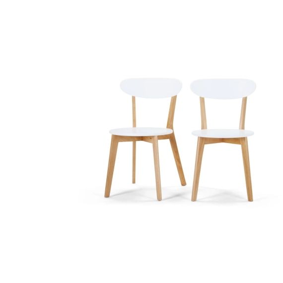 Fjord, lot de 2 chaises, chêne et blanc