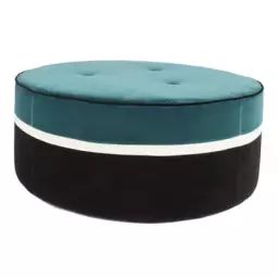 Pouf Léo en Tissu, Bois – Couleur Bleu – 95.24 x 95.24 x 43.5 cm – Designer Sarah Lavoine