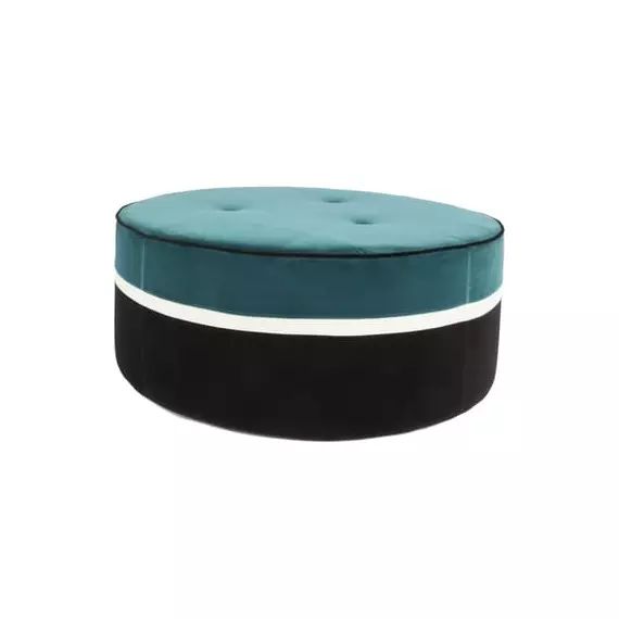 Pouf Léo en Tissu, Bois – Couleur Bleu – 95.24 x 95.24 x 43.5 cm – Designer Sarah Lavoine