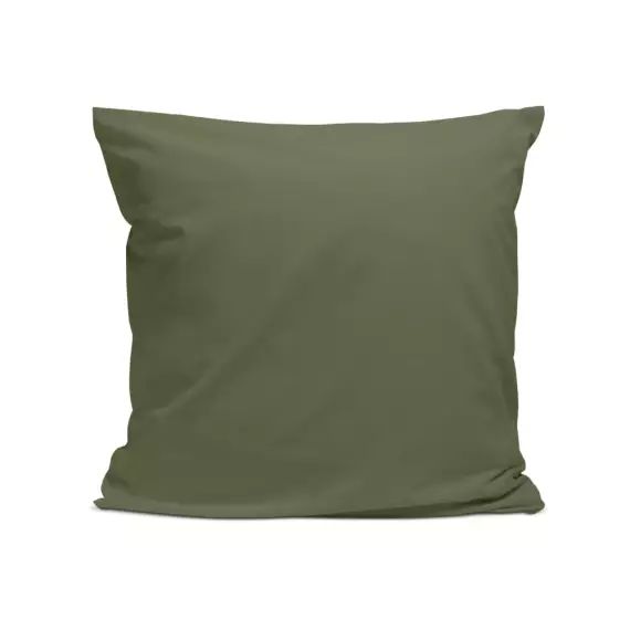 Taie d’oreiller unie en percale de coton kaki 65x65cm