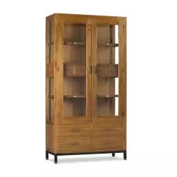 Vitrine en bois de mindi marron et métal noir L100