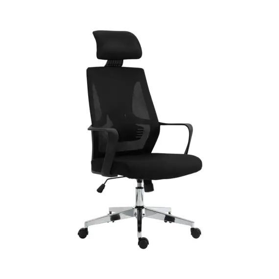 Chaise bureau ergonomique support lombaire nuque tissu Noir