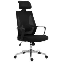 Chaise bureau ergonomique support lombaire nuque tissu Noir