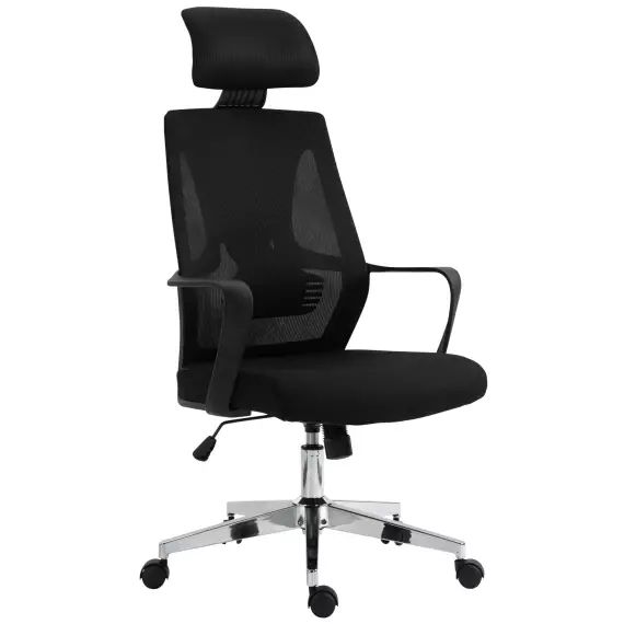 Chaise bureau ergonomique support lombaire nuque tissu Noir