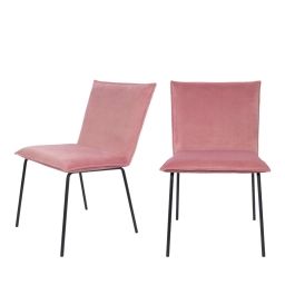 Lot de 2 chaises en velours rose