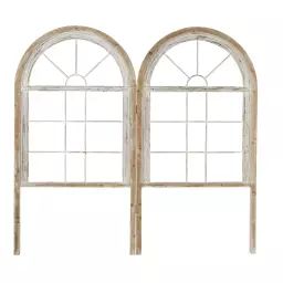 Tête de lit 160 fenêtres blanches en bois de sapin et métal