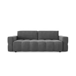 Canapé 4 places convertible coffre noyer velours gris graphite