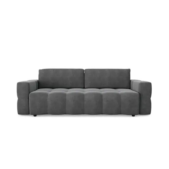 Canapé 4 places convertible coffre noyer velours gris graphite