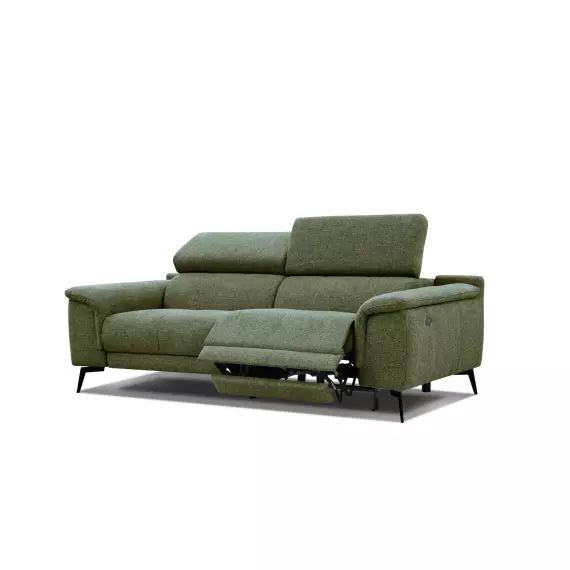 Canapé droit 3 places avec relax électrique côté droit tissu vert