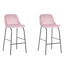 Lot de 2 chaises de bar en velours rose