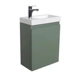 Meuble lave-mains  vert + robinet chromé