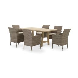 Ensemble jardin table en bois 170×90 et 6 chaises
