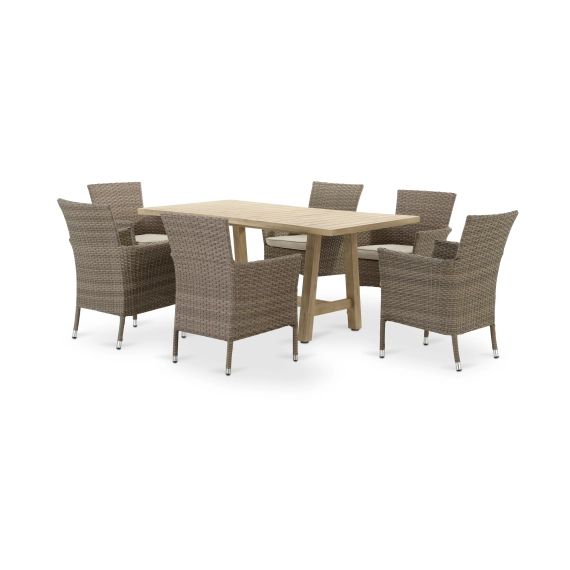 Ensemble jardin table en bois 170×90 et 6 chaises