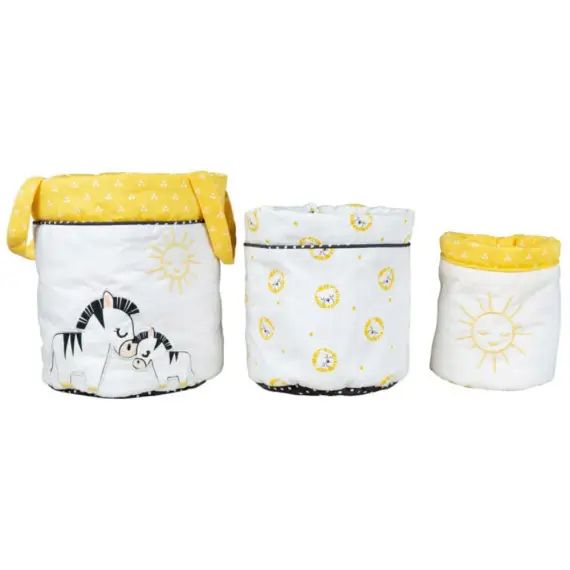 Lot de 3 panieres gigognes en coton blanc